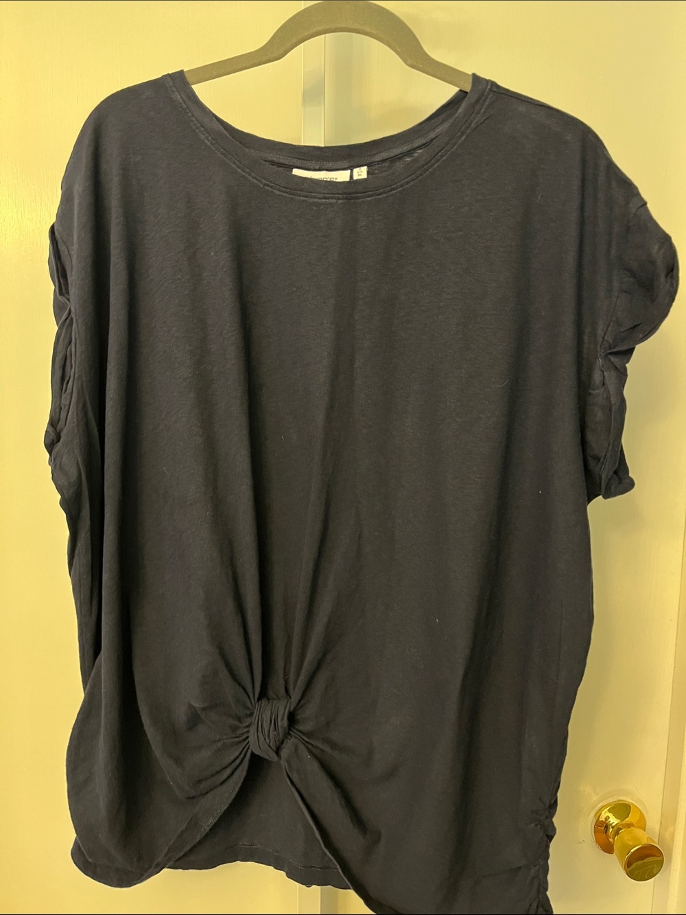 Chico's Navy Short-Sleeve Knot Front Tee